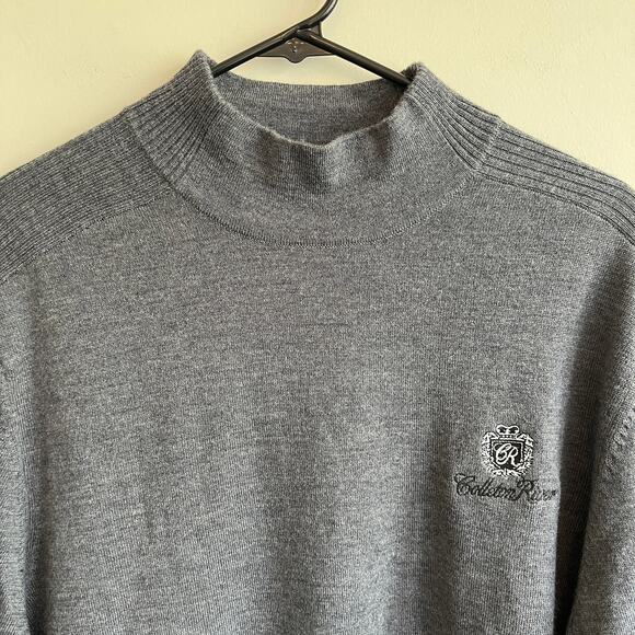 Jack Nicklaus Merino Wool Sweater Pullover Mock Neck Sleeve Grey Colleton River - Picture 2 of 5